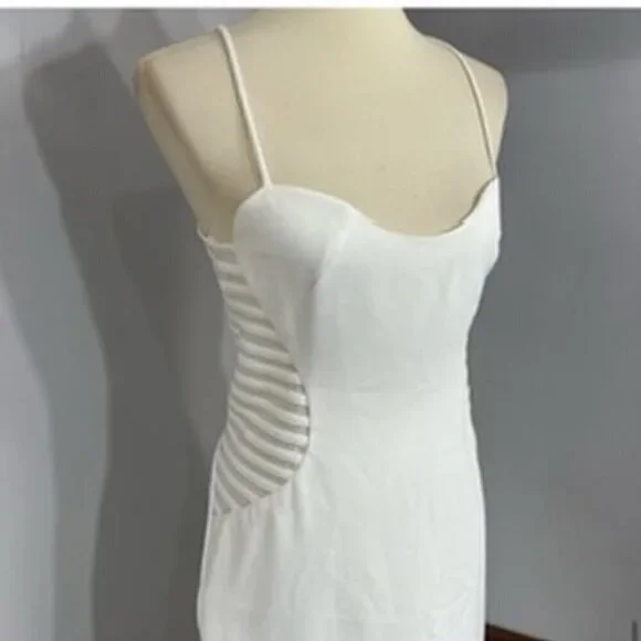 NWT Halston Heritage white bodycon cut-out midi dress sweetheart bachelorette - Picture 7 of 9